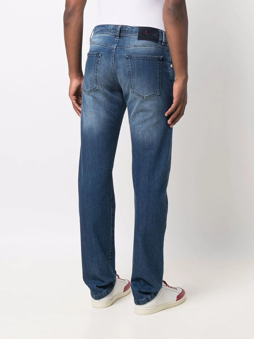 Kiton Jeans met logopatch Blauw