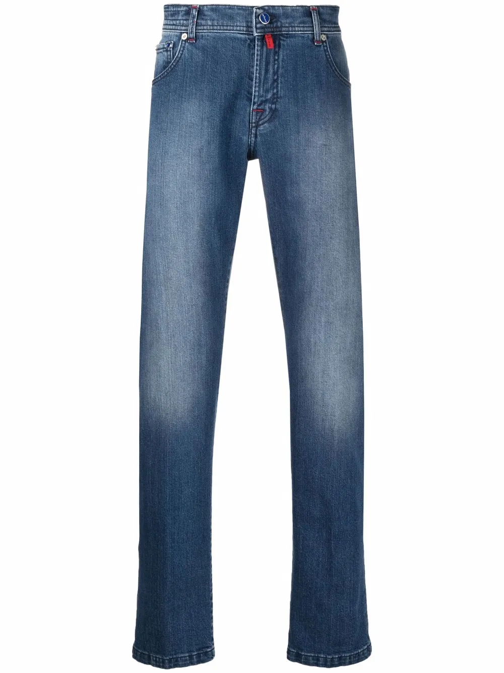 Kiton Jeans met logopatch Blauw