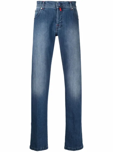 Kiton logo-patch jeans