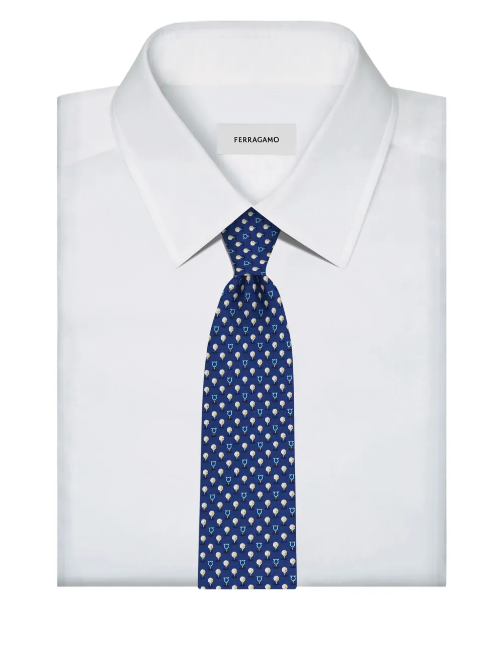 Ferragamo Zijden stropdas met Gancini-patroon Blauw