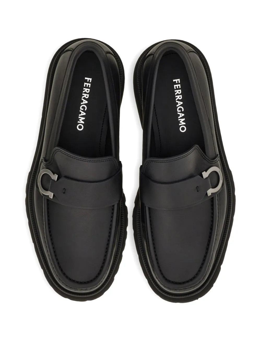 Ferragamo Gancini leather loafers Black