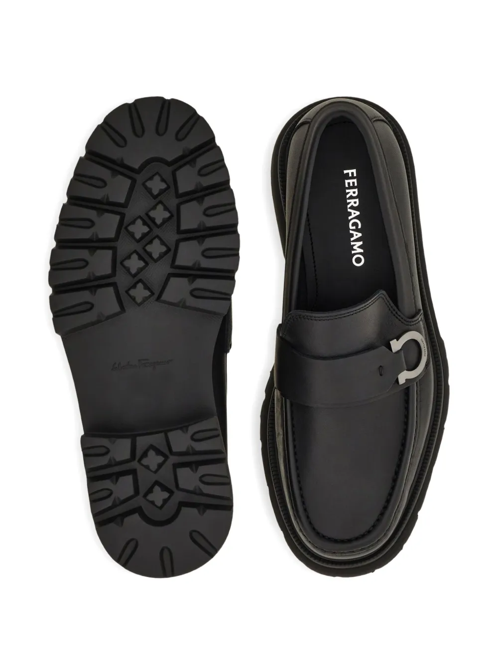 Ferragamo Gancini leather loafers Black