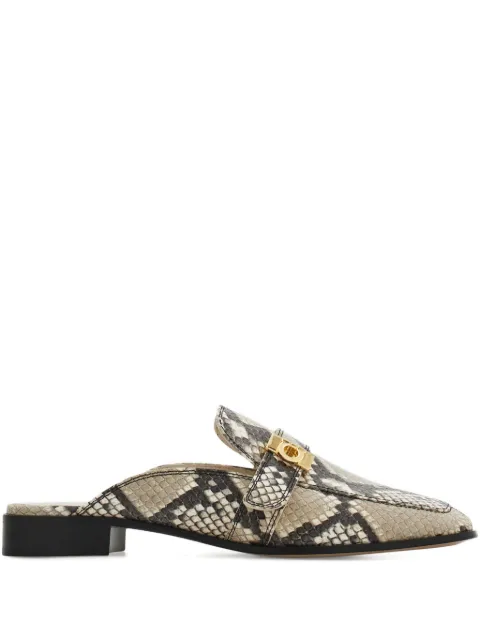 Ferragamo snakeskin buckle mules