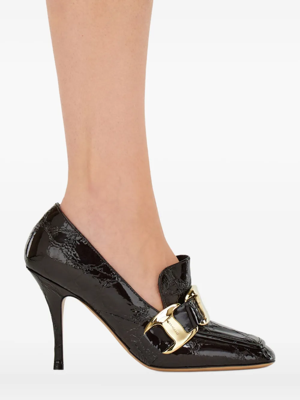 Ferragamo 95mm crocodile-effect pumps Brown