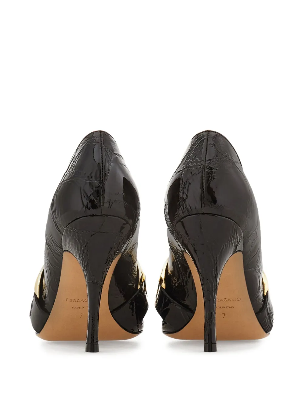 Ferragamo 95mm crocodile-effect pumps Brown