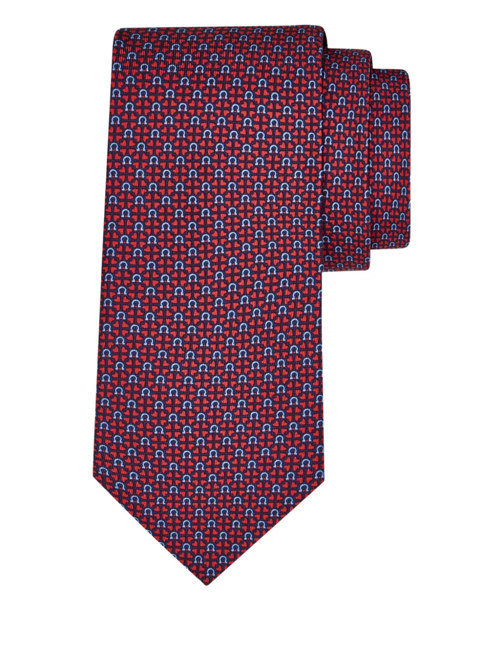Ferragamo graphic-pattern silk tie - Blauw