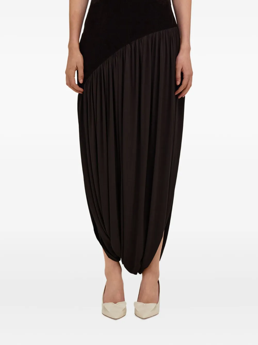 Ferragamo Stretch gedrapeerde rok Bruin