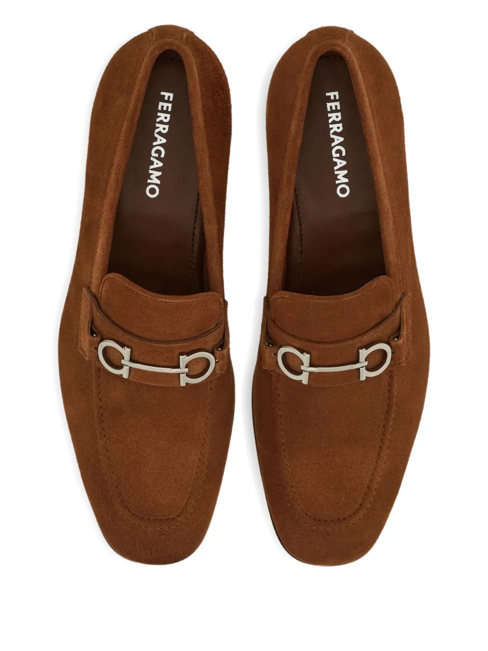 Ferragamo Gancini suede loafers Brown