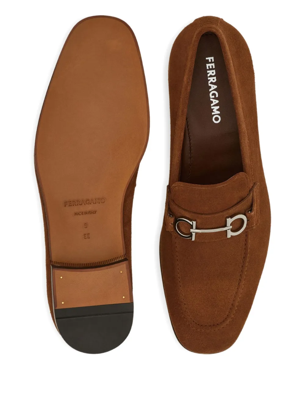 Ferragamo Gancini suede loafers Brown