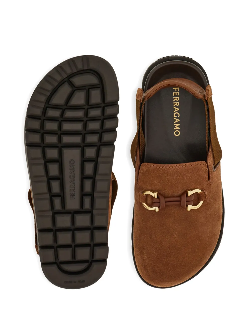 Ferragamo Gancini buckle flat sandals - Bruin