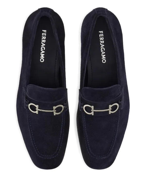 Ferragamo Gancini Suede Loafers | Blue | FARFETCH CA