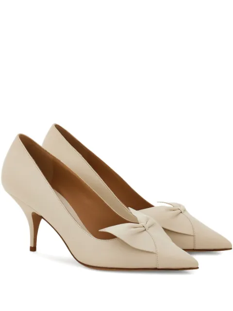 Ferragamo 70mm Bow leather pumps