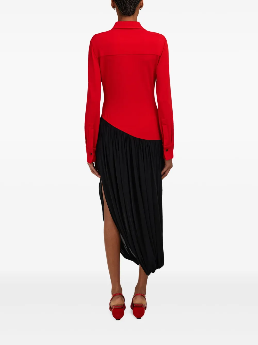 Ferragamo button-up asymmetrical dress - Rood