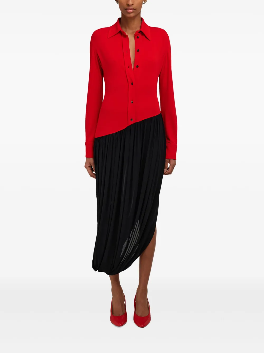 Ferragamo button-up asymmetrical dress | Red | Image 1