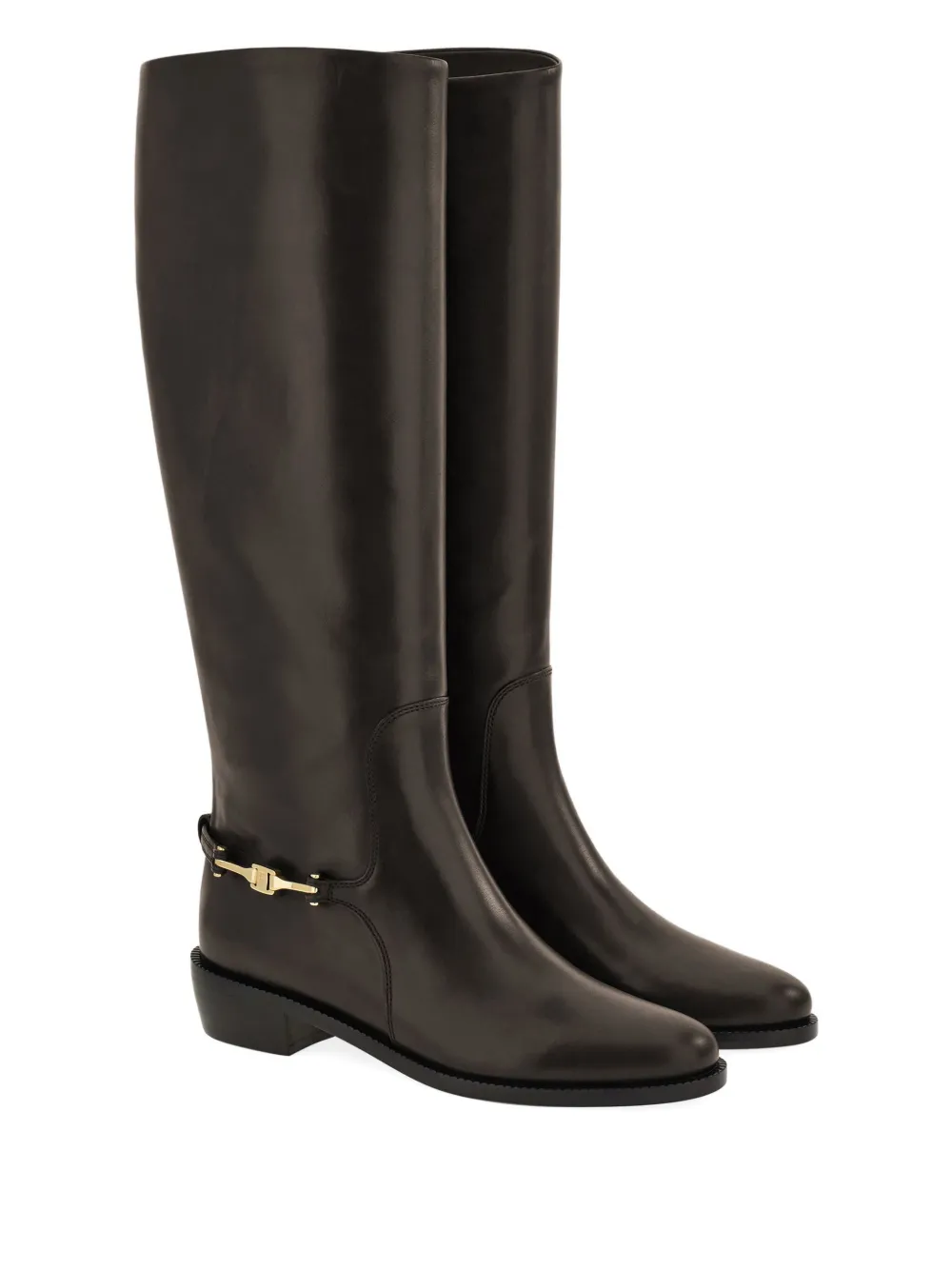 Ferragamo 35 mm leren knielaarzen TESTA DI MORO