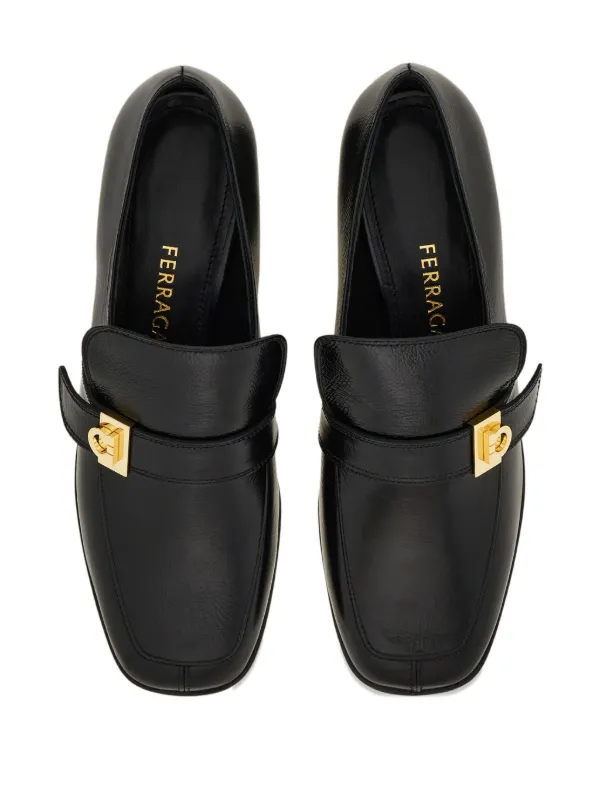 Ferragamo 黒 レザー ローファー Ferragamo レザーローファー | ブラック | FARFETCH JP