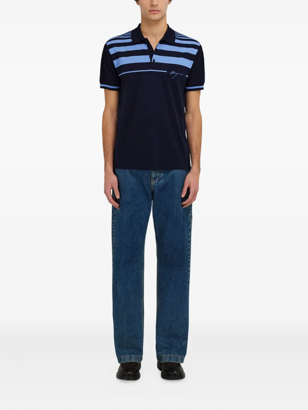 Ferragamo striped polo shirt - Blauw