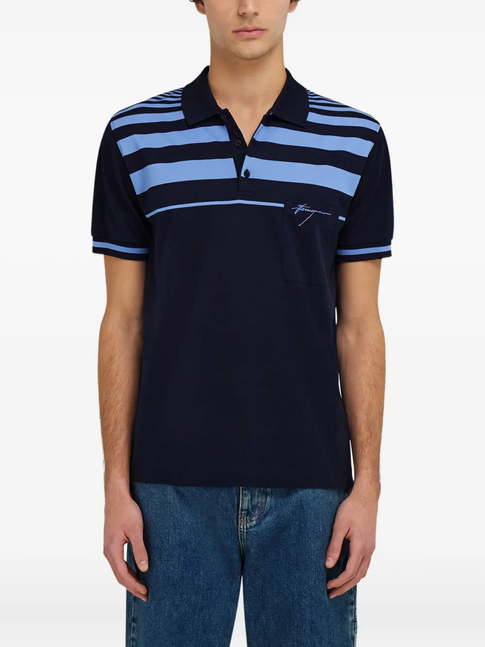 Ferragamo Gestreept poloshirt Blauw