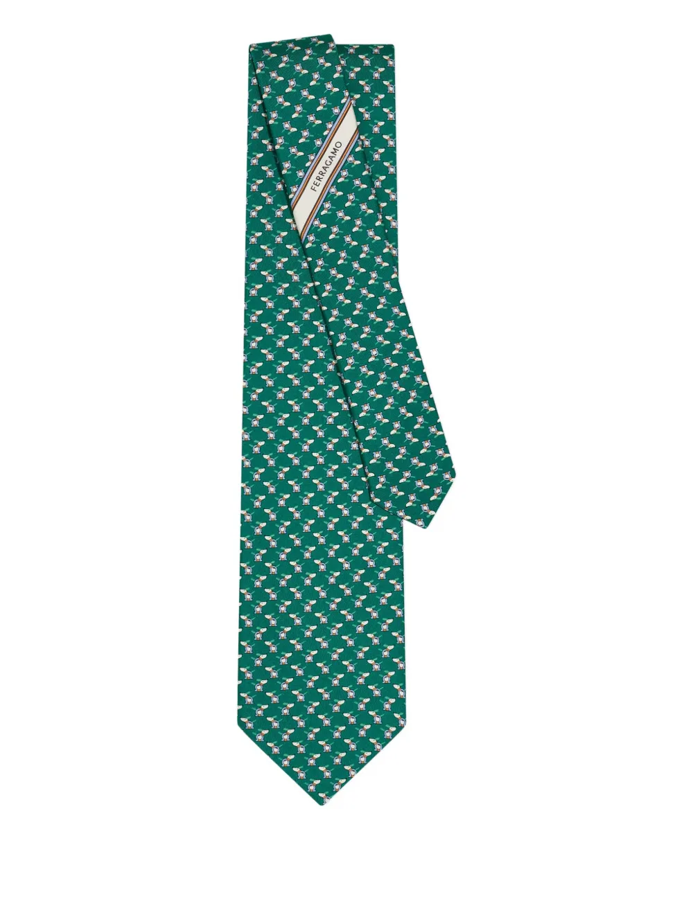 Ferragamo patterned silk tie | Green | Image 1
