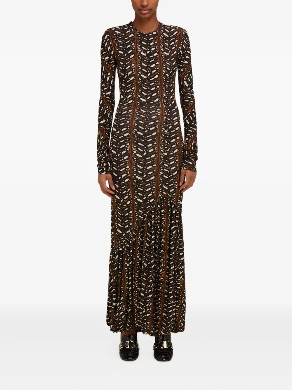 Ferragamo Maxi-jurk met print - Bruin