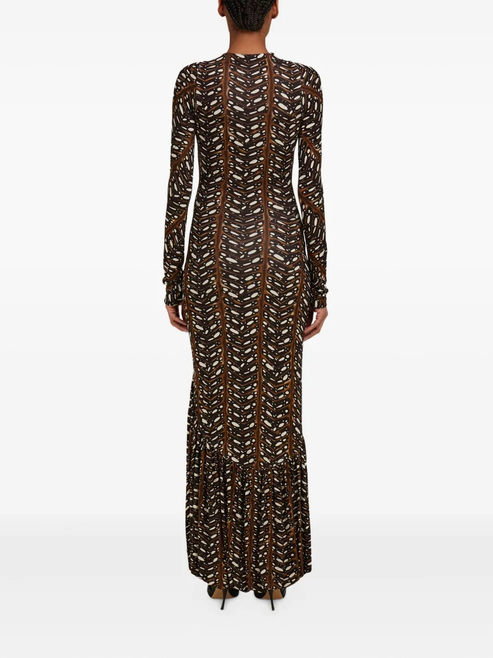 Ferragamo Maxi-jurk met print Bruin