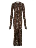 Ferragamo leaf-print maxi dress - Brown