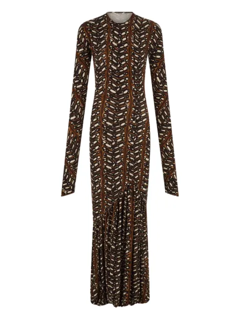 Ferragamo leaf-print maxi dress