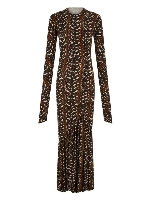 Robe longue à imprimé végétal - Ferragamo - Modalova