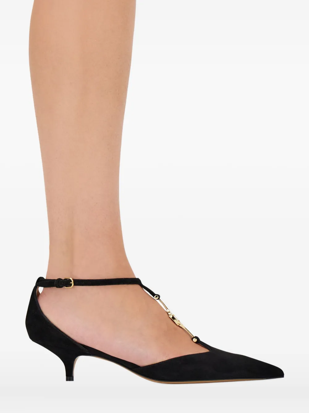 Ferragamo 40mm T-strap Buckle Pumps In Black