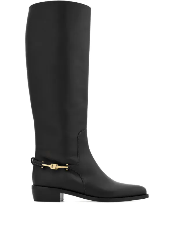 Ferragamo Leather Knee-high Boots in Black