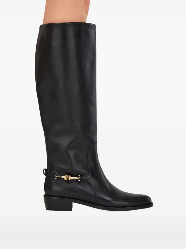 フェラガモ　ブラックレザー　ロングブーツ Ferragamo レザー ブーツ | ブラック | FARFETCH JP