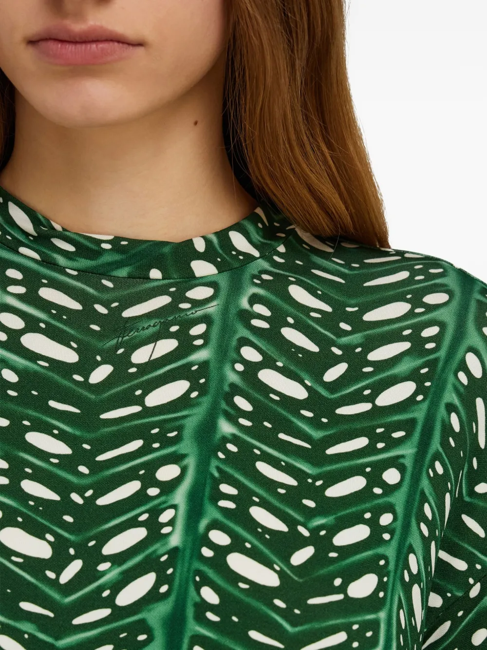 Ferragamo Mini-jurk met print Groen