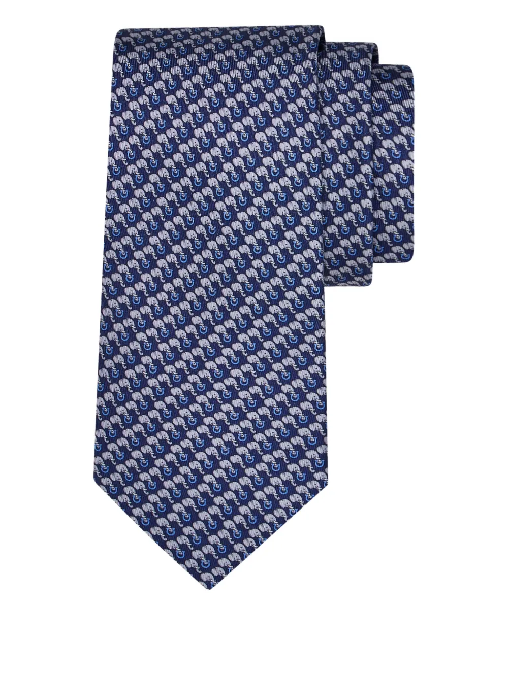 Ferragamo elephant-printed silk tie - Blauw