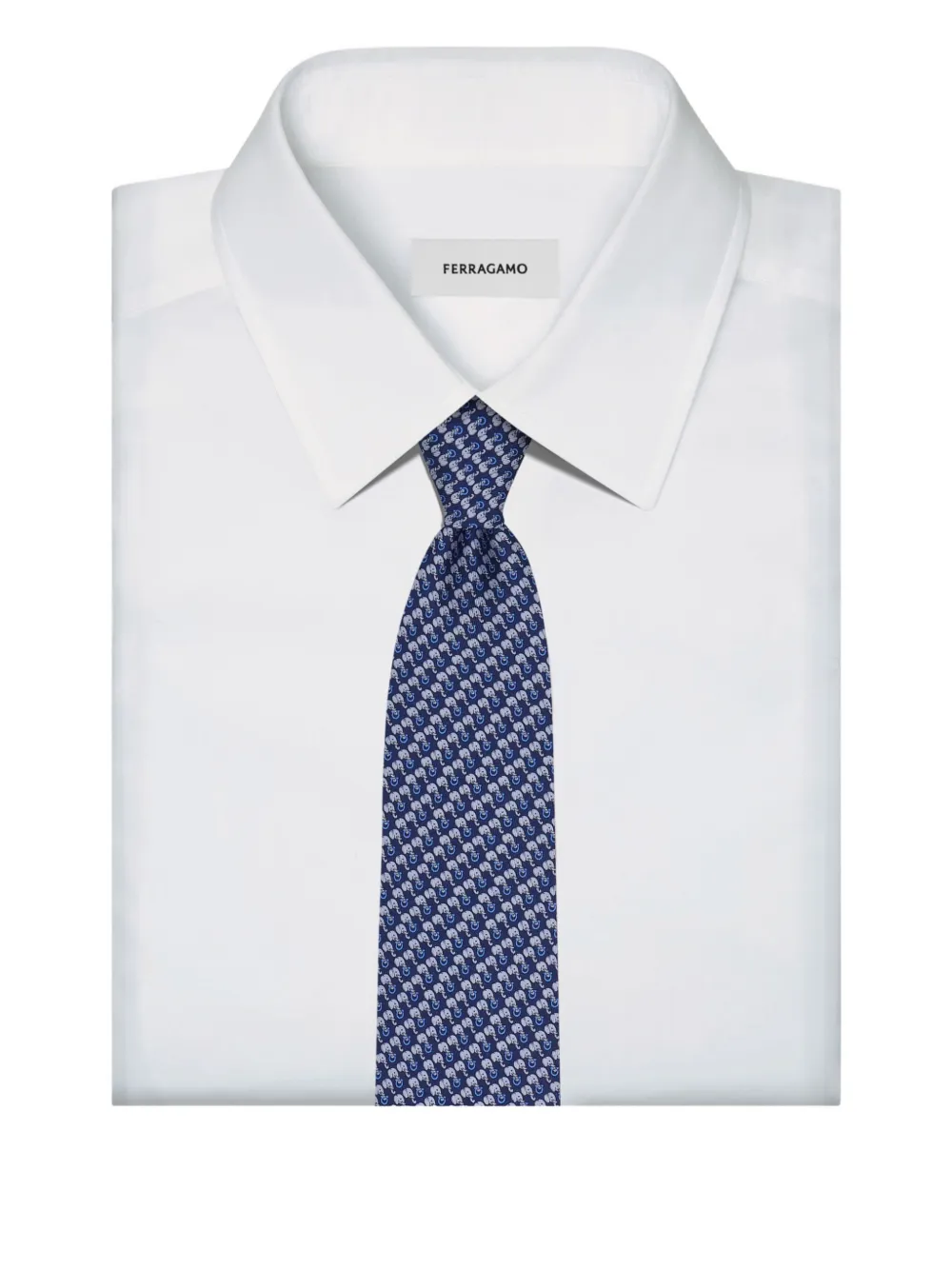 Ferragamo Zijden stropdas met olifant-print Blauw