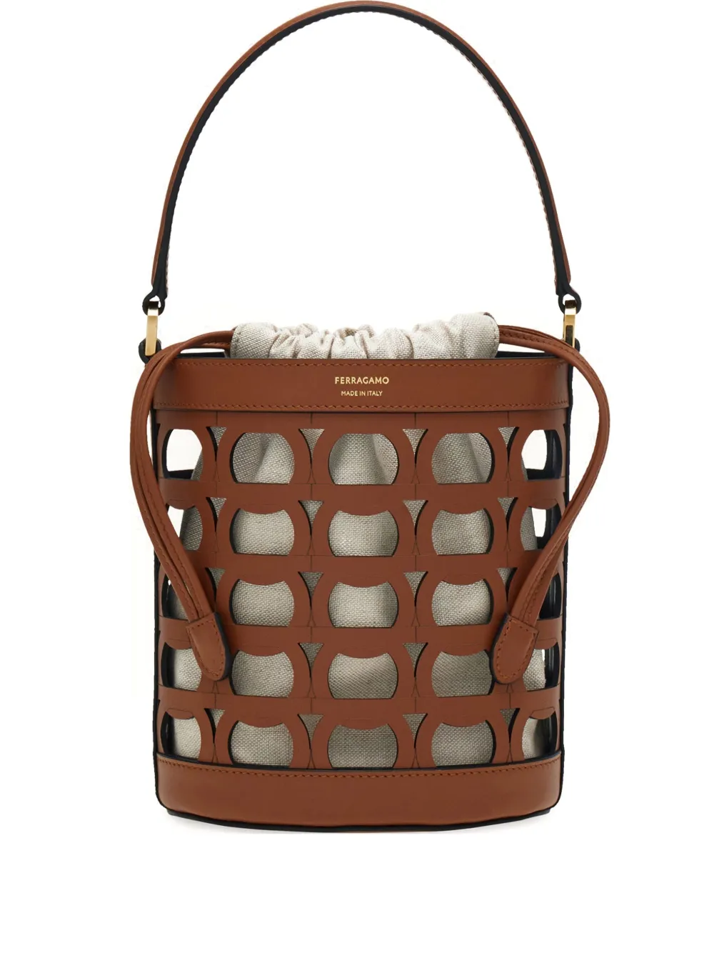 Ferragamo Uitgesneden leren bucket-tas Bruin