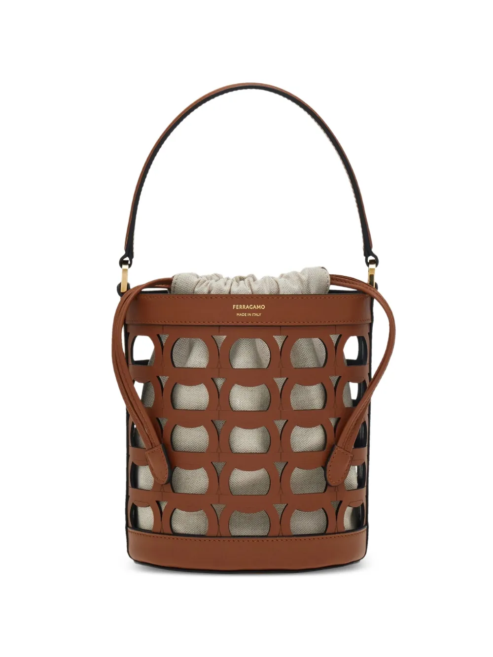 Ferragamo cut-out leather bucket bag - Brown