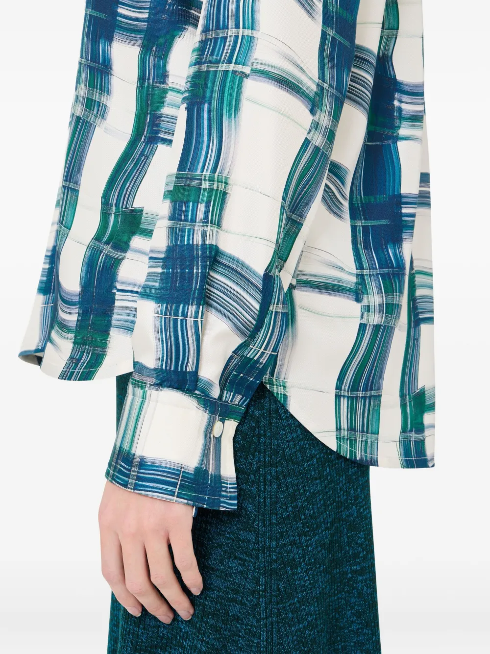 Ferragamo Geruite zijden blouse Blauw