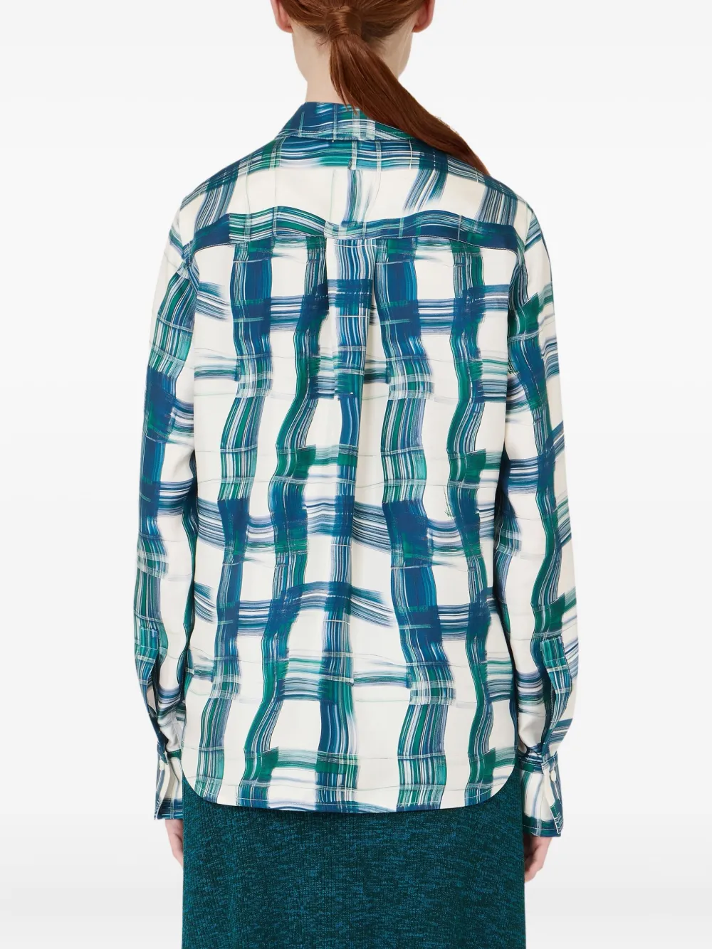 Ferragamo Geruite zijden blouse Blauw