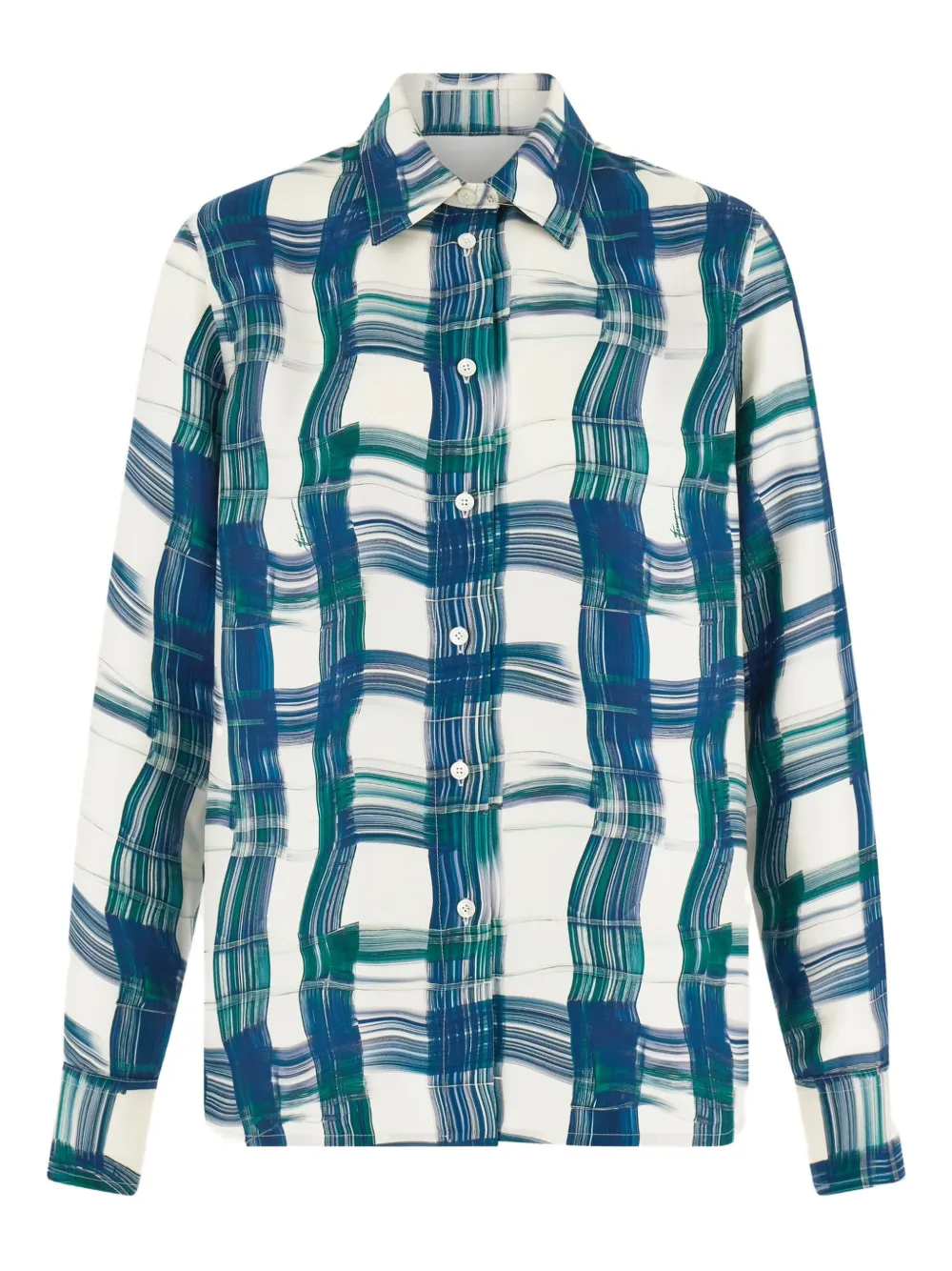 Ferragamo Geruite zijden blouse Blauw