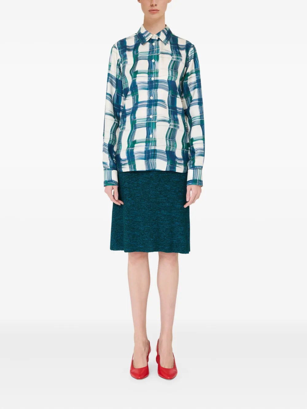 Ferragamo plaid silk shirt - Blauw