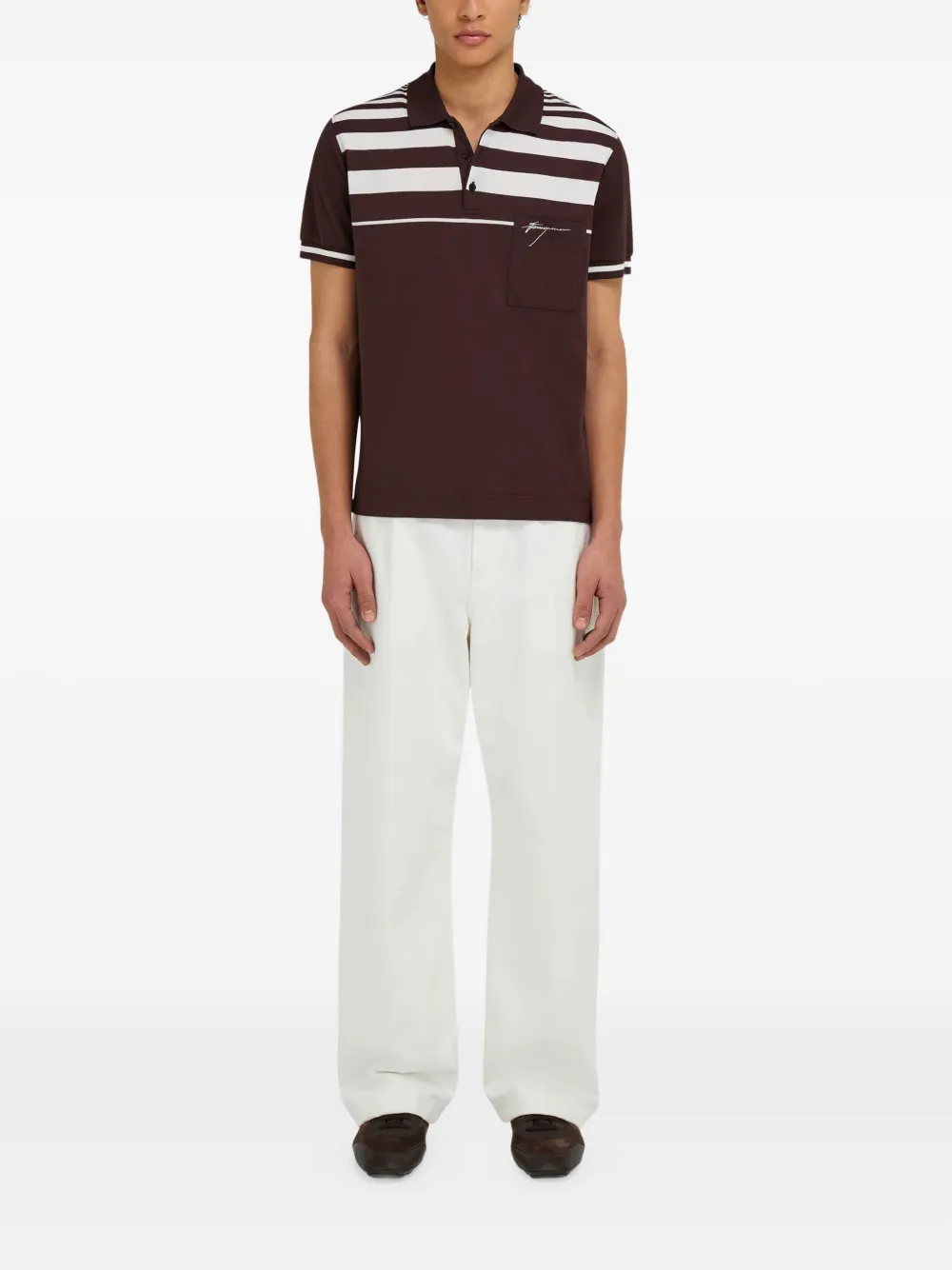 Ferragamo Gestreept poloshirt - Bruin