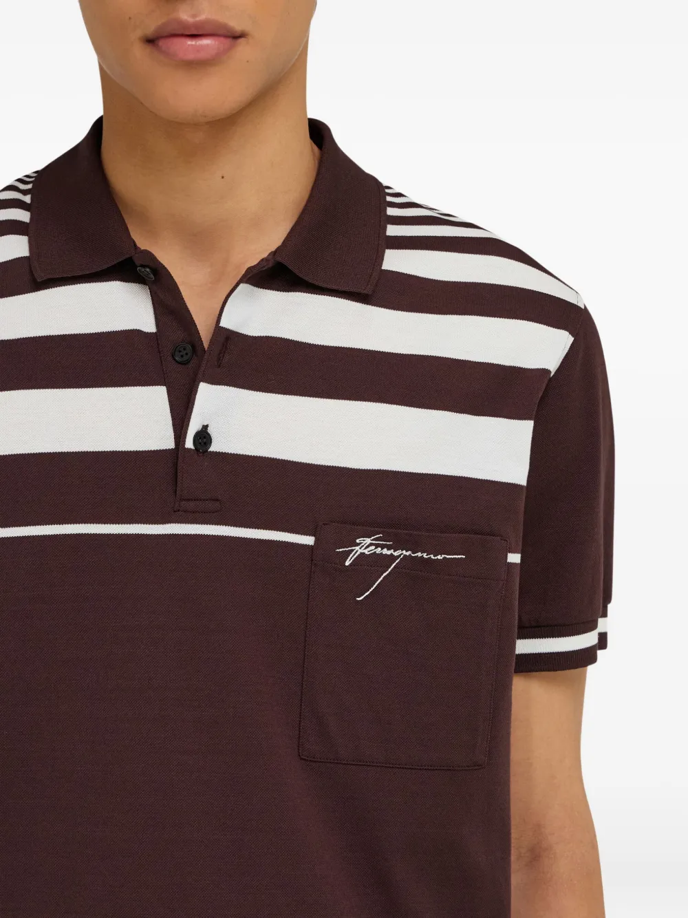 Ferragamo Gestreept poloshirt Bruin