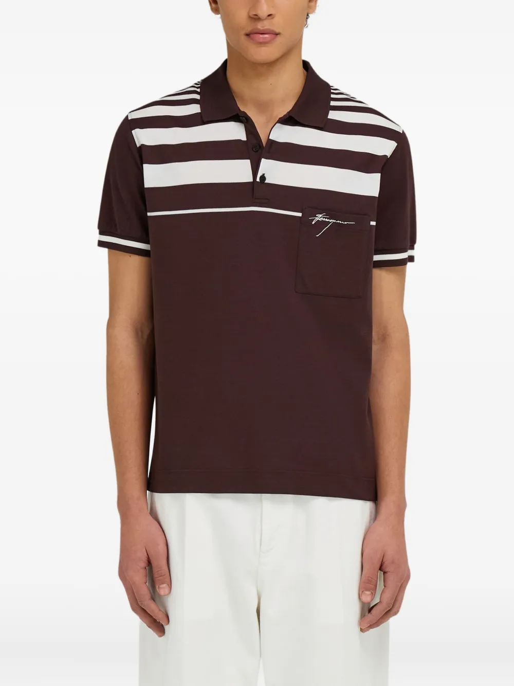 Ferragamo Gestreept poloshirt Bruin