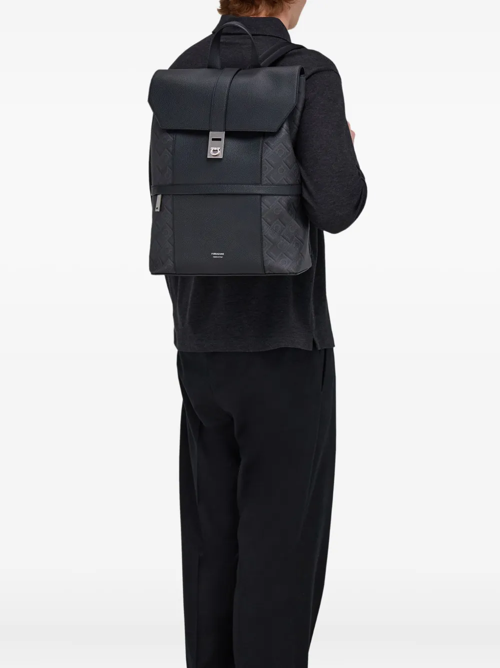 Ferragamo Rugzak met monogram jacquard Zwart
