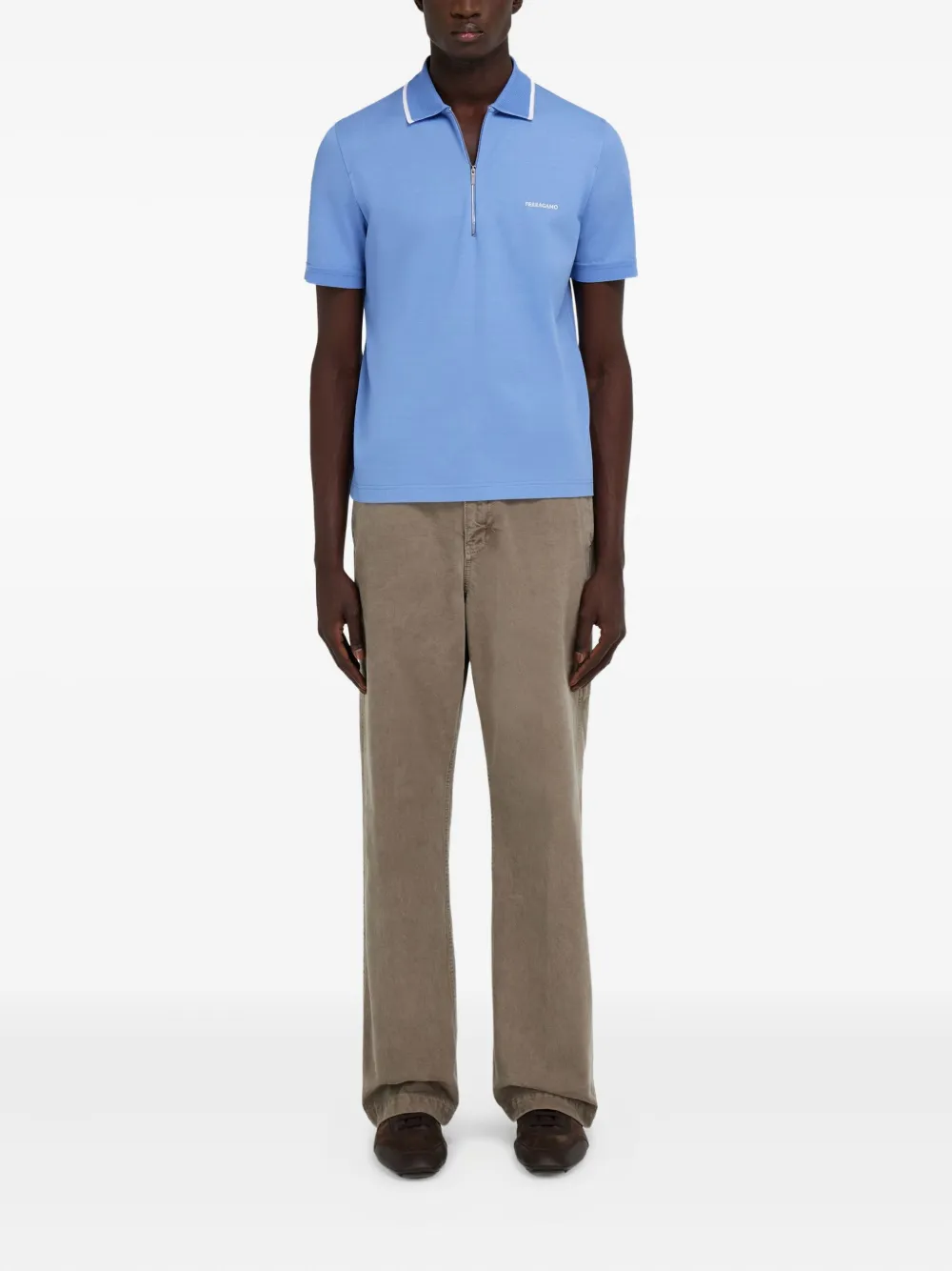 Ferragamo Poloshirt met rits - Blauw
