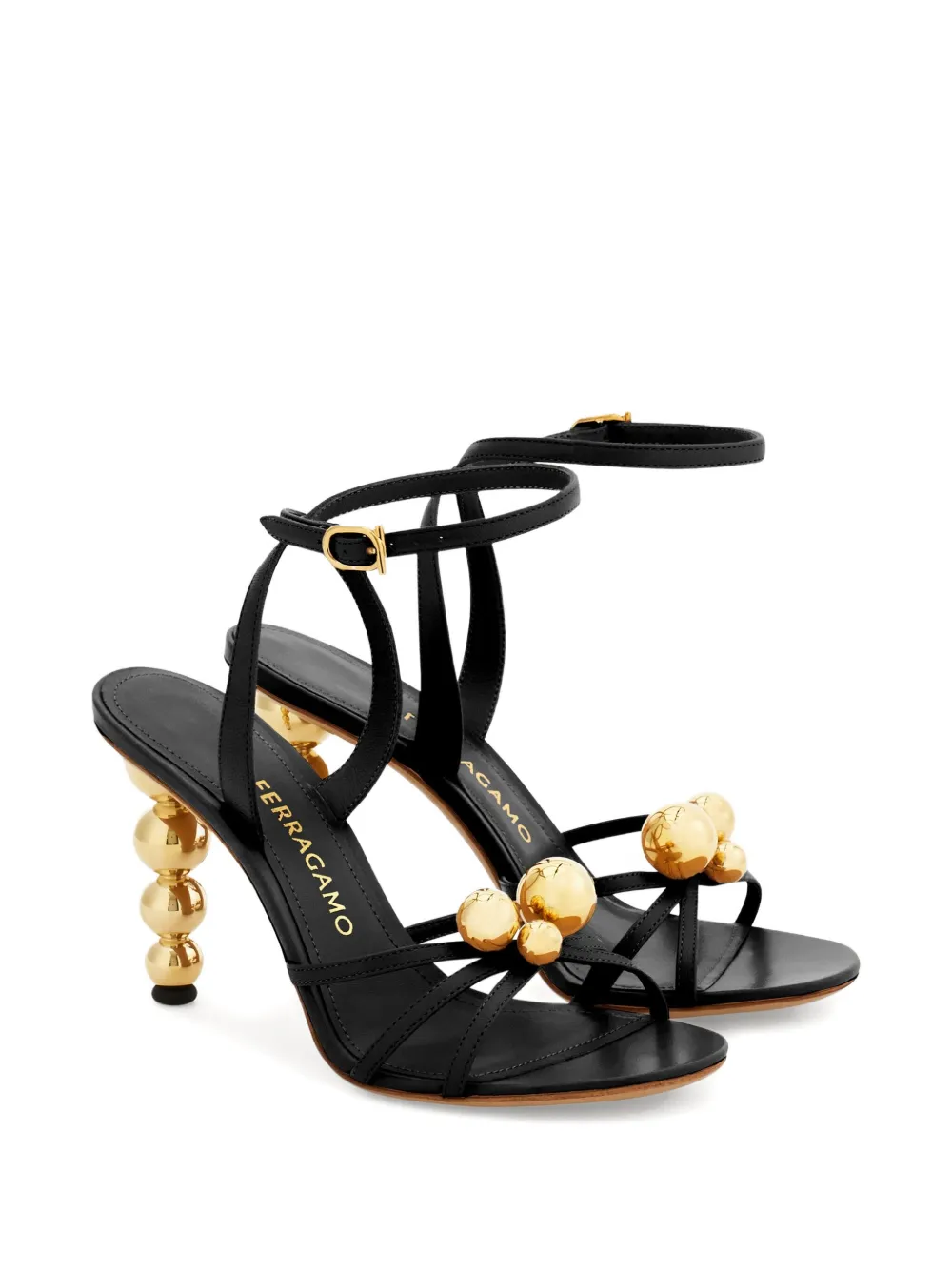 Ferragamo ball-embellished strappy sandals Black
