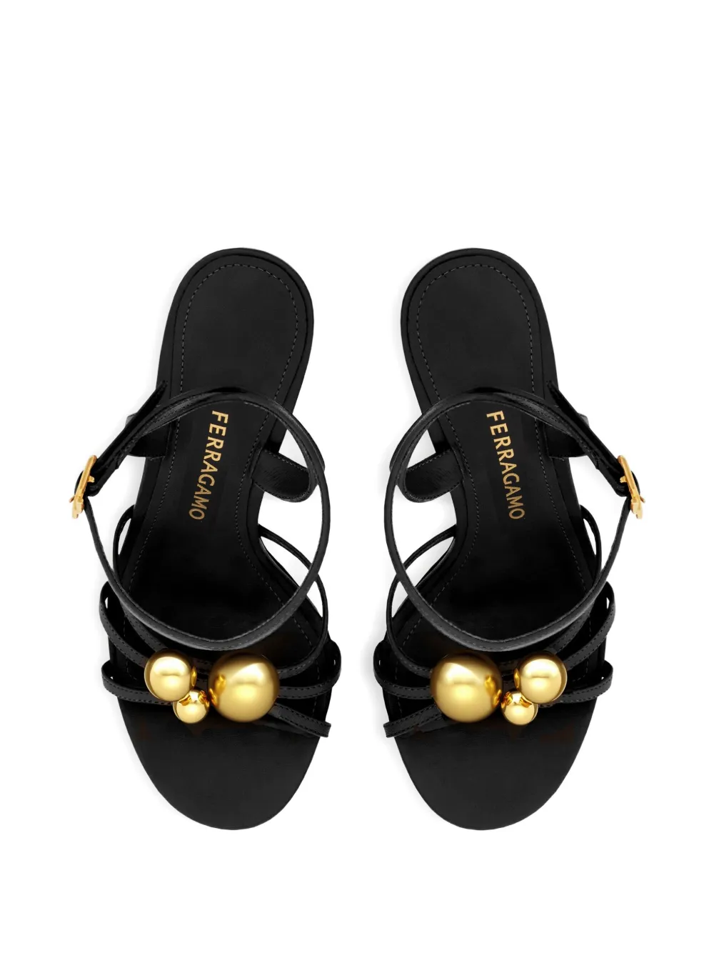 Ferragamo ball-embellished strappy sandals Black