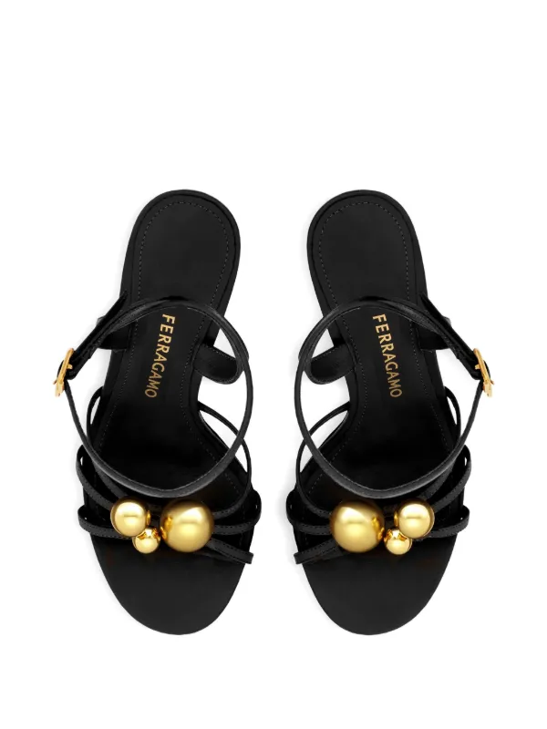 美品　Ferragamo/フェラガモ　レザーストラップサンダル　ブラック　8C 美品 Ferragamo/フェラガモ レザーストラップサンダル ブラック