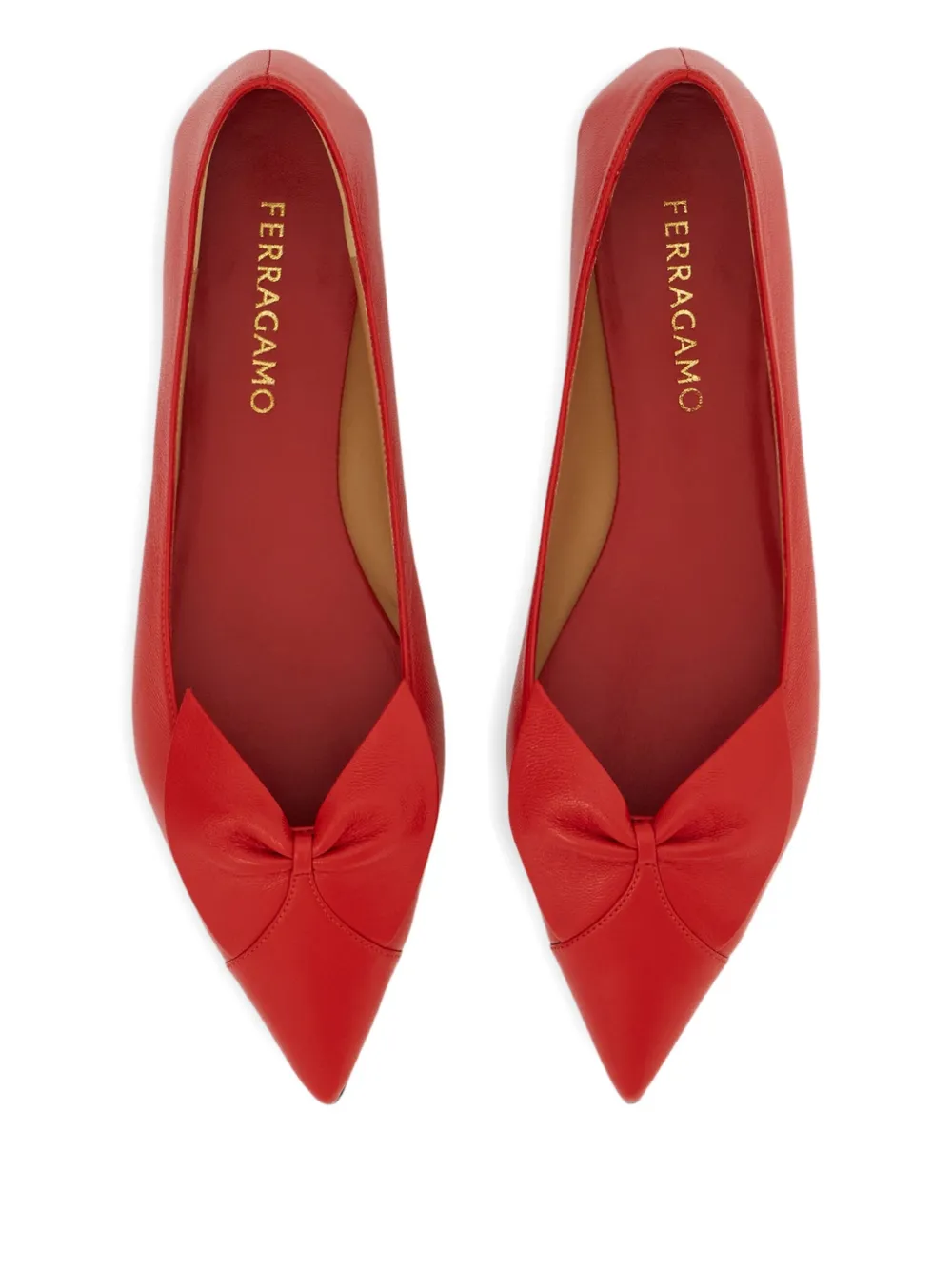 Ferragamo Ballerina's met strik Rood