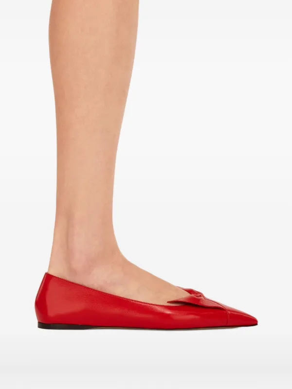 Ferragamo 赤 リボン付き フラットシューズ FERRAGAMO（フェラガモ） バレエシューズ BALLERINA バレリーナ 754015